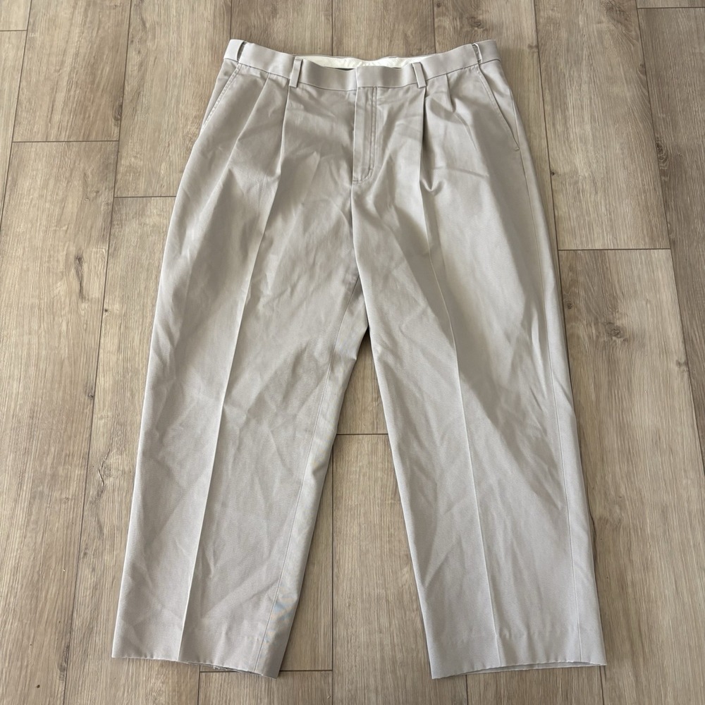 LL Bean Stretch Straight Leg White‎ Khaki Pants Mens Size 37x27